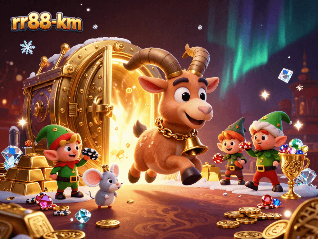 Experience thrilling gaming action with rr88-km in a lively holiday-horror casino scene.