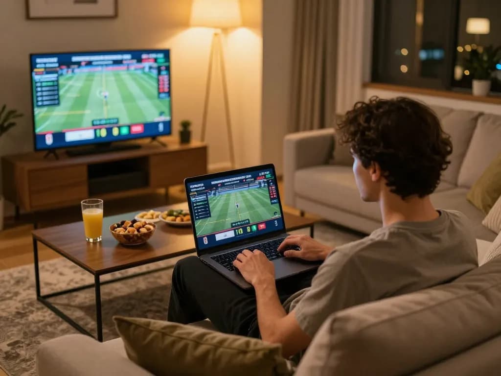 Experience thrilling online sports betting at O8 with a cozy setup and live game feeds