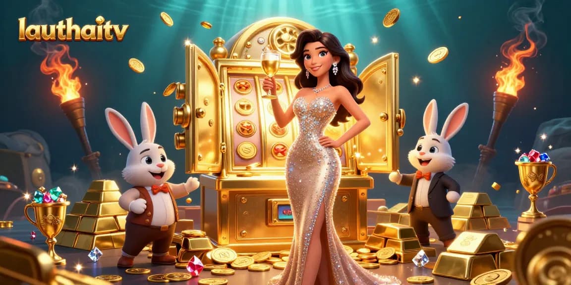 Experience gaming excitement with lauthaitv’s ultra-detailed 3D casino scene featuring jackpots and treasures.