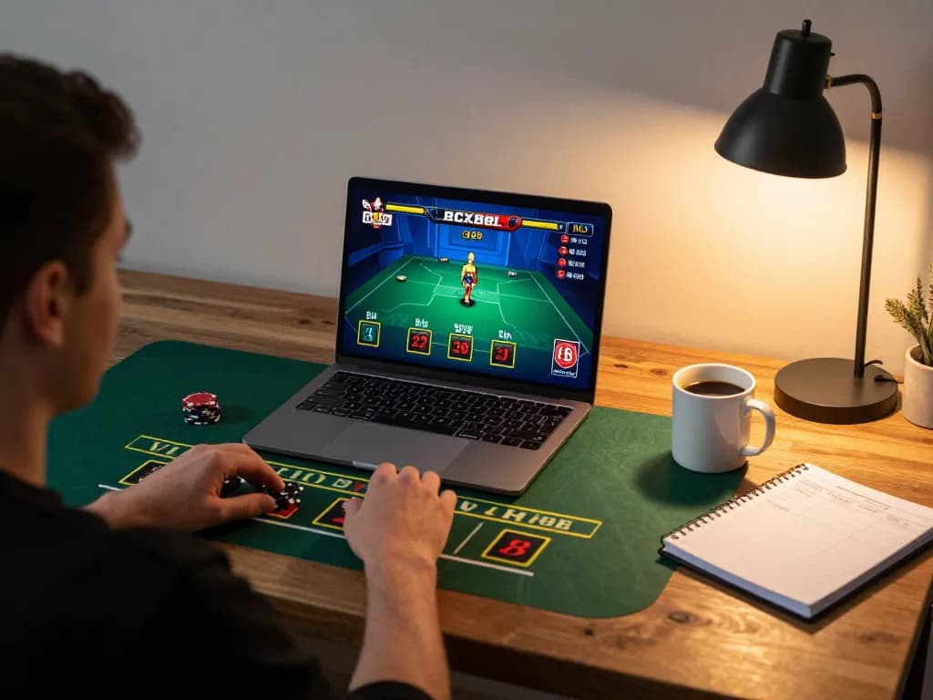 BCX88 user strategizing for live dealer blackjack in a cozy home setup.