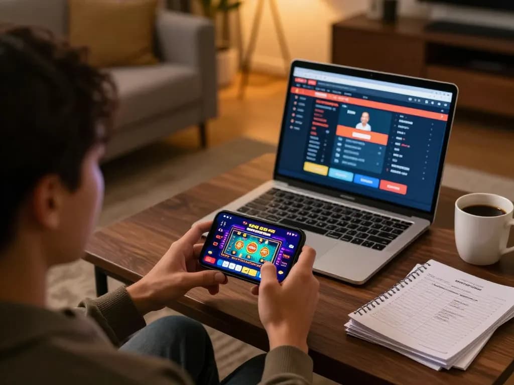 Player engaging with the SC88 app for online gambling experience on a stylish smartphone setup.