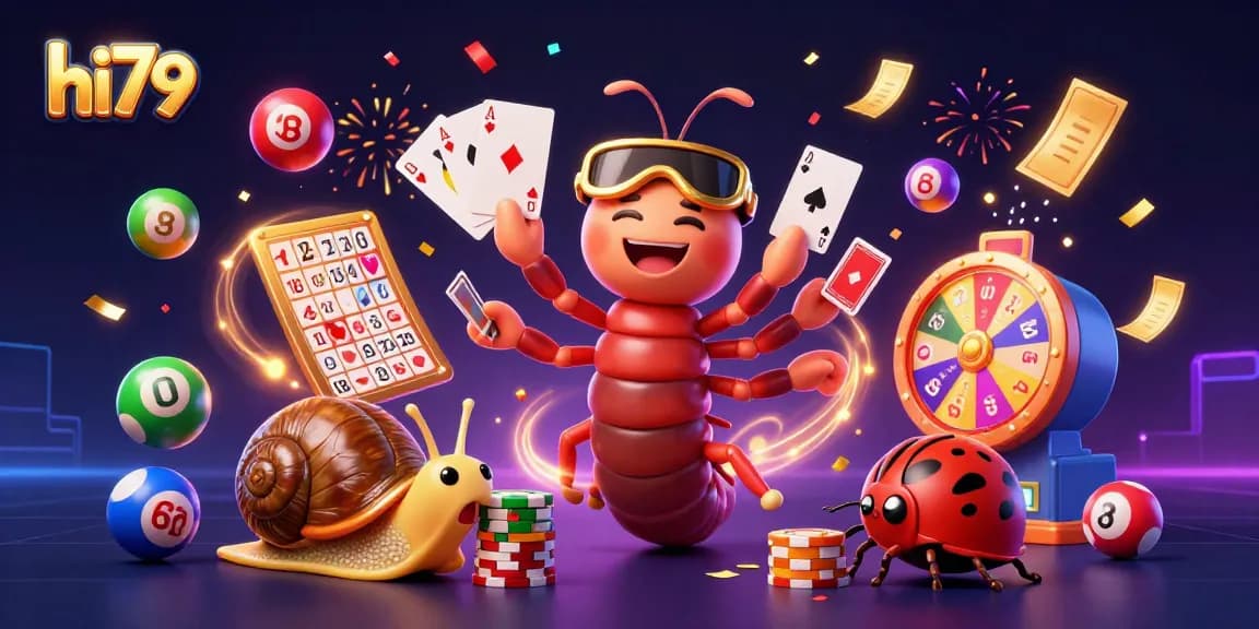 Experience high-stakes excitement at hi79 with a vibrant 3D casino illustration featuring dynamic characters and elements.