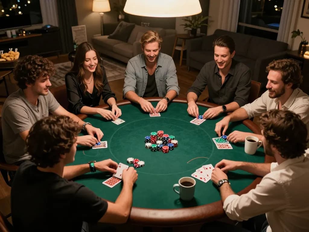 Friends celebrating wins while enjoying the Boutiq Switch V4 during a home poker night.