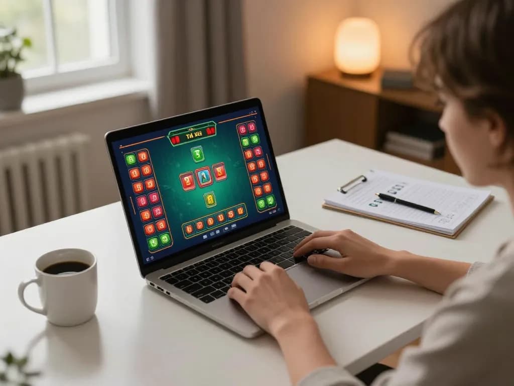 Engaging in Tài Xỉu MD5 online with a laptop in a comfortable home setting