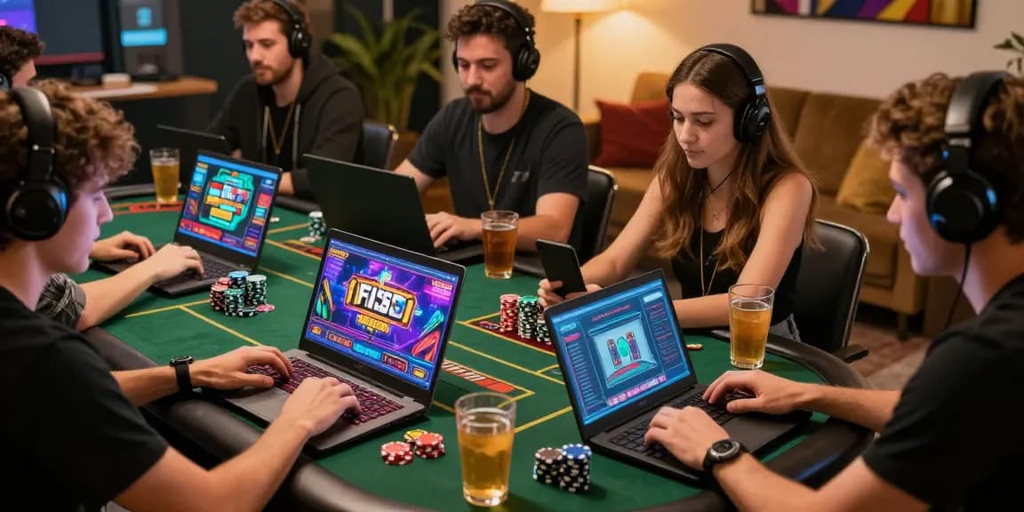 Friends enjoying gaming at credit card casinos on https://jumpspace.org.uk in a cozy setting.