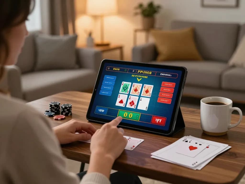 Engaging in live dealer blackjack at home, enhancing the BET88 online gaming experience.
