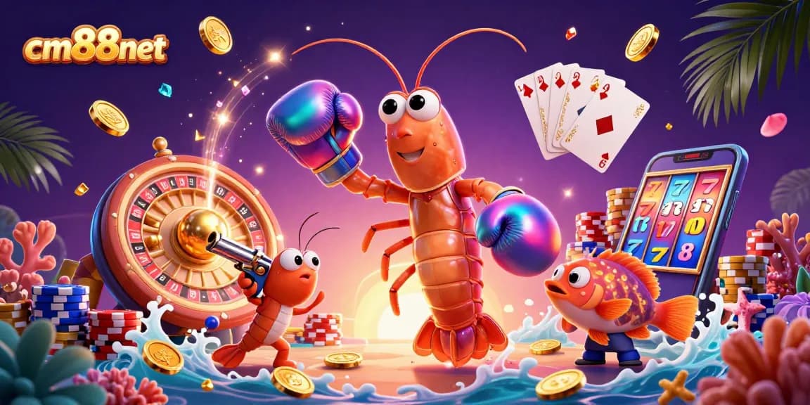 Experience thrilling gameplay at cm88net with vibrant casino characters, golden coins, and roulette action.