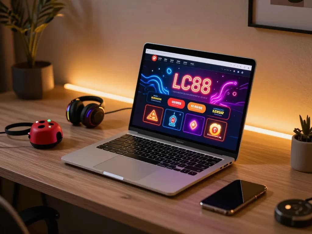 Engage in thrilling gameplay at LC88 online casino with a stylish gaming setup.