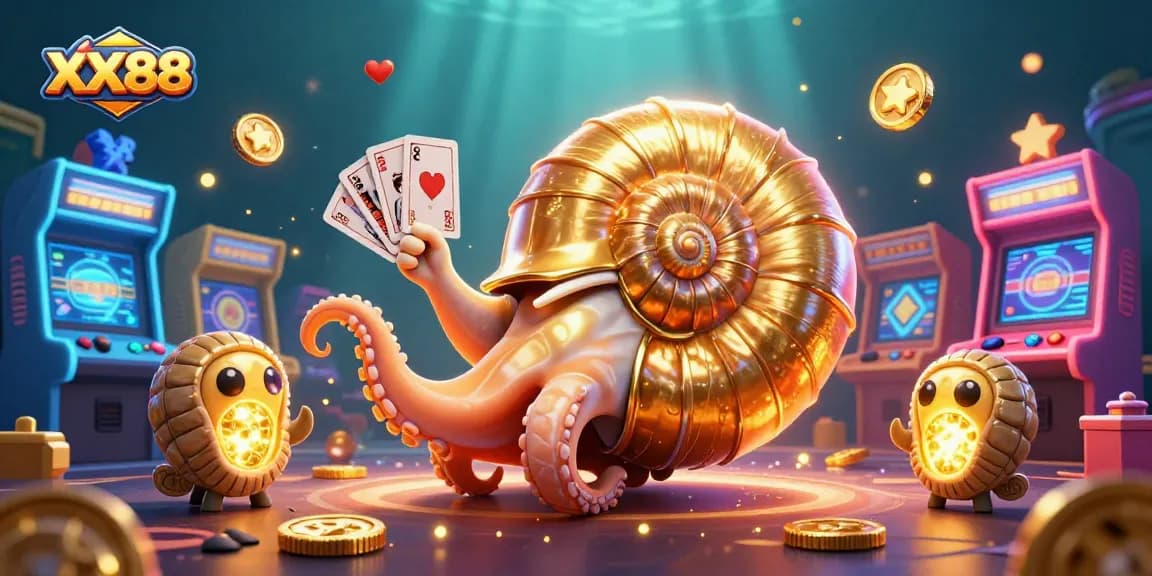 Experience thrilling gameplay with XX88's colorful casino adventure, featuring a giant nautilus roulette and glowing treasures.