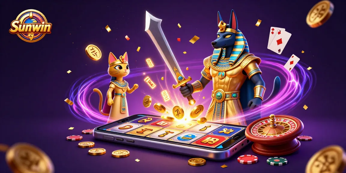 Engage with Sunwin slot games featuring charismatic characters and vibrant casino elements.