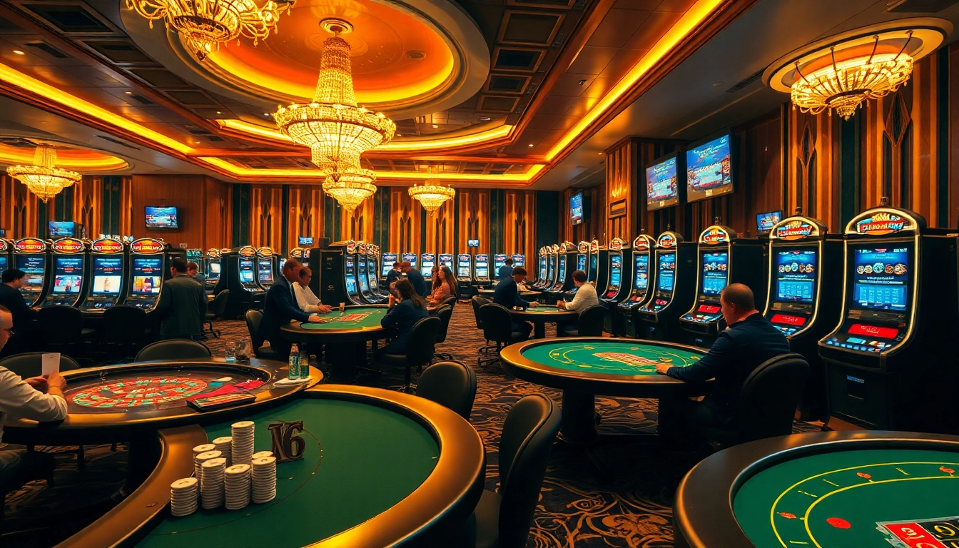 Engage in thrilling games at okfun casino with vibrant tables and lively players.