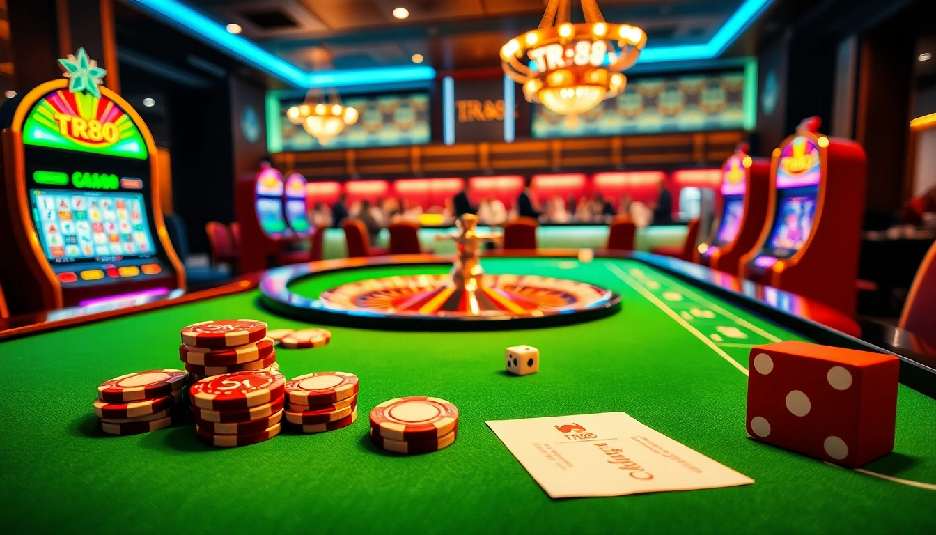 Experience the thrill of gambling with TR88 chips at a luxury casino table.