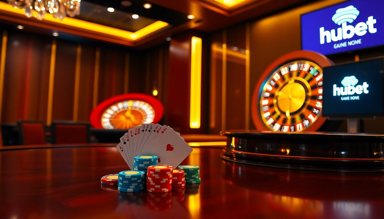 Hubet - Exciting poker game setup with poker chips and cards, symbolizing luxury.