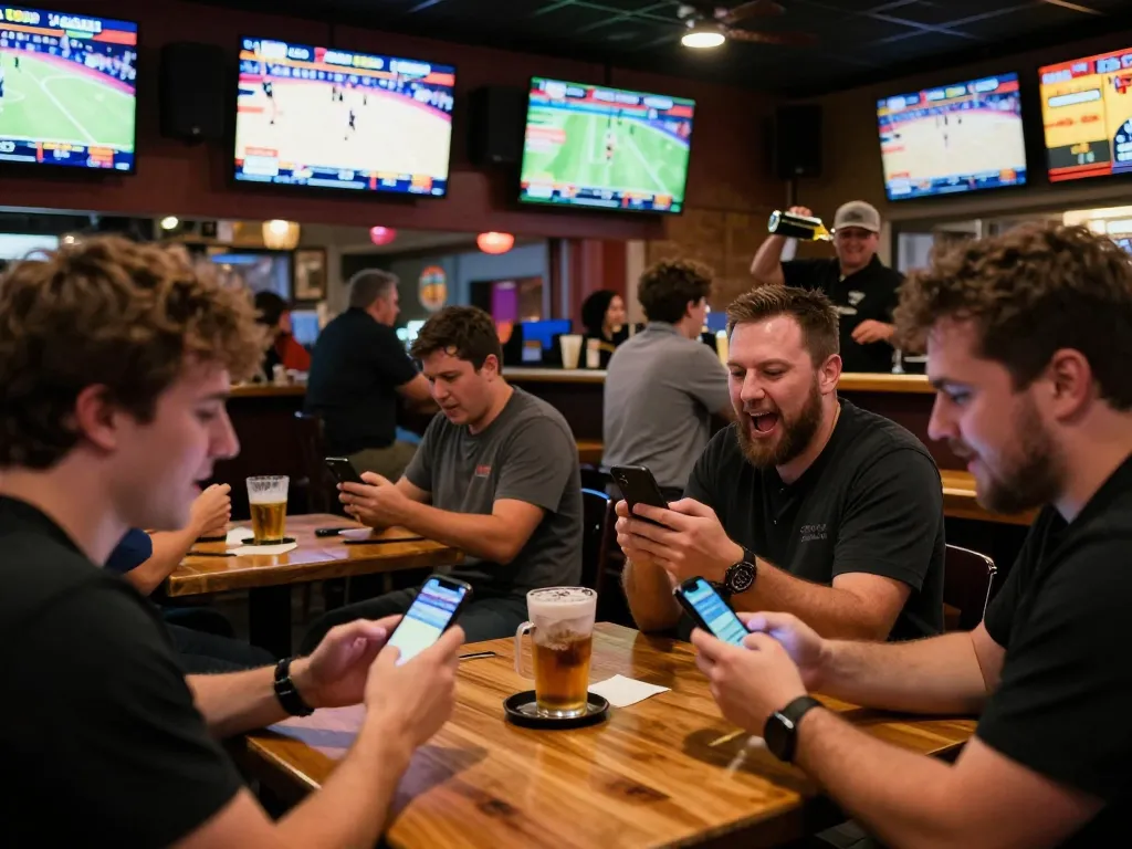Sports fans engaging in live betting at ABC999, showcasing excitement and strategic plays.