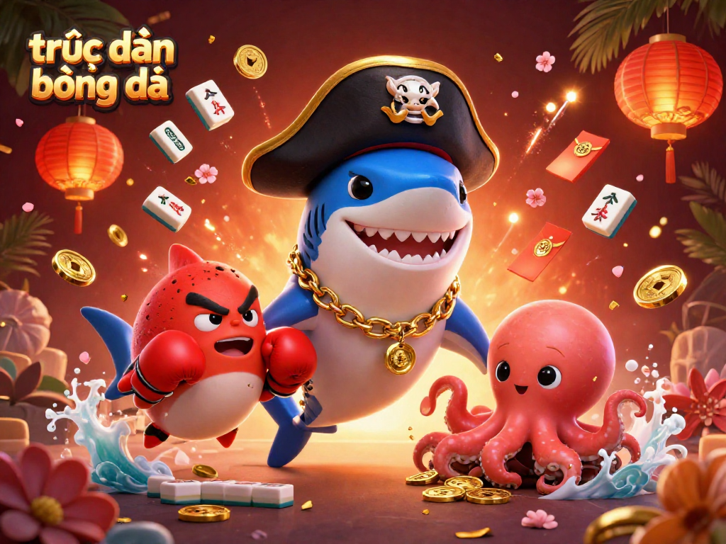 Experience thrilling trực tiếp bóng đá with dynamic casino-themed characters amidst rich 3D elements.