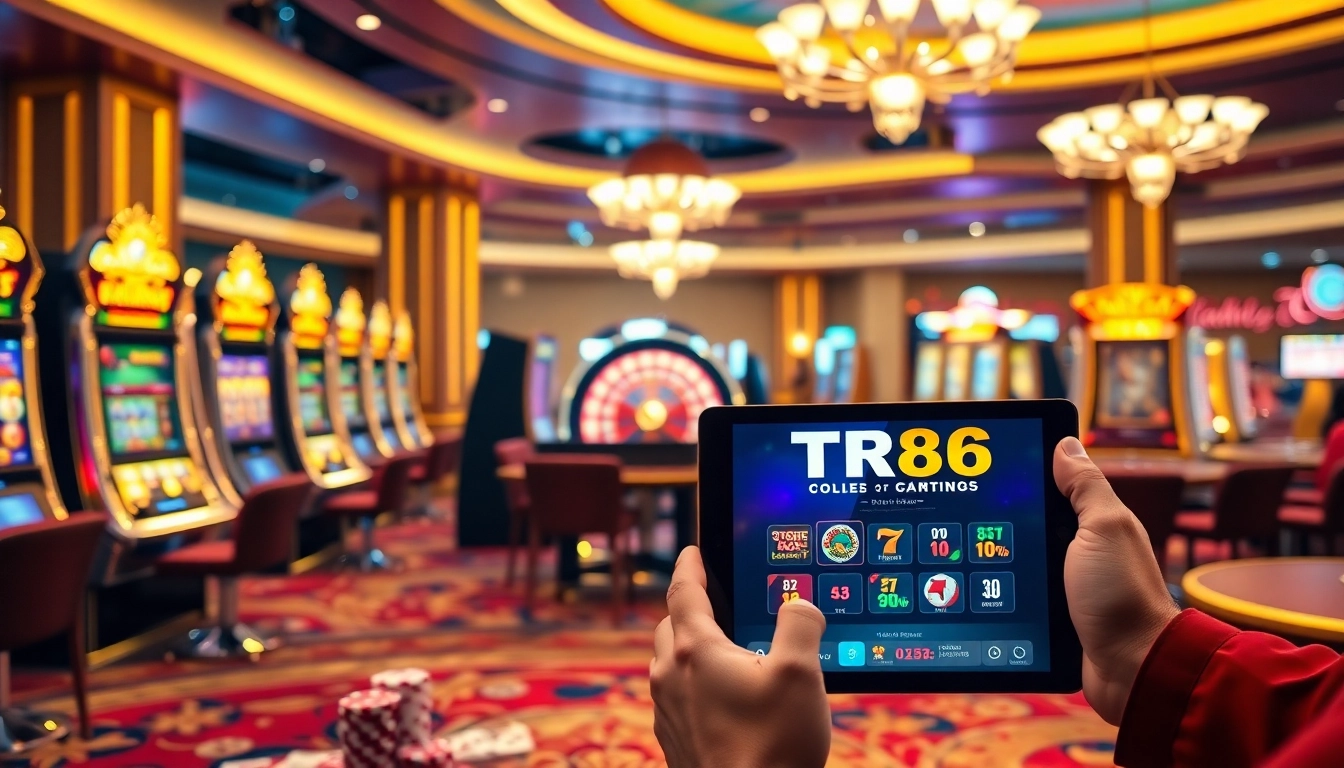 Engaging players at TR88 online casino with luxurious gaming tables and vibrant slots.