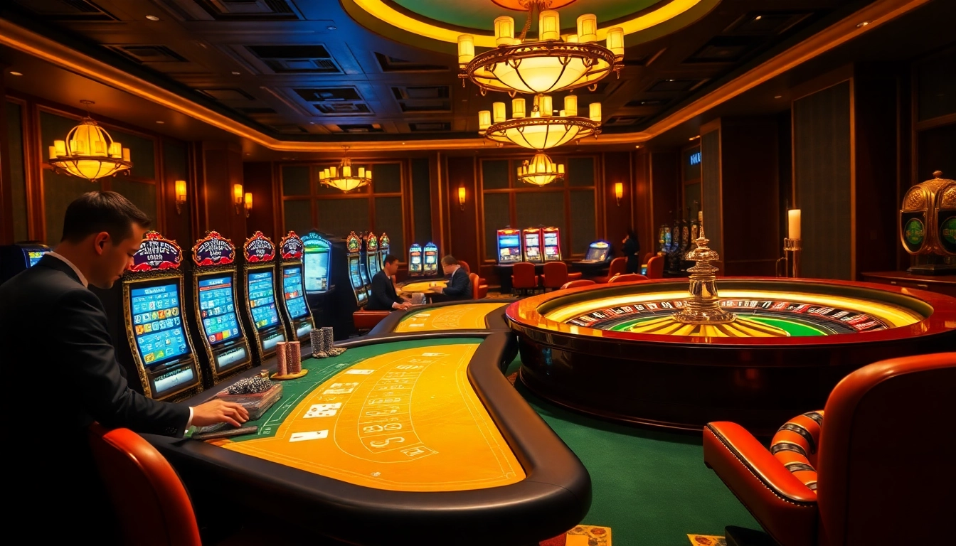 Nohu-themed casino table with vibrant slot machines and gold accents.