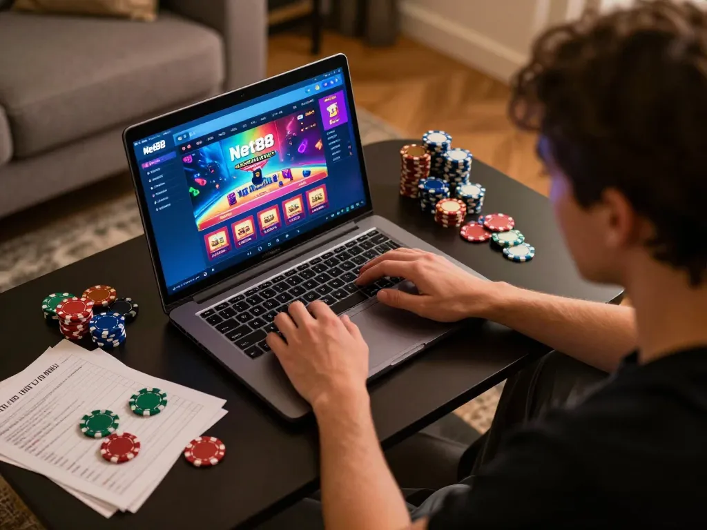 Player engaging in strategic gameplay on Net88's casino interface, showcasing an immersive online gaming experience.
