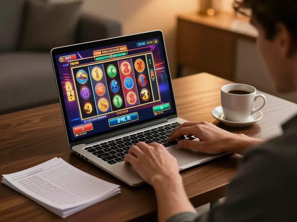 Pemain menjelajahi permainan slot menarik di vm777 di rumah, fokus pada permainan strategis sambil menikmati suasana santai