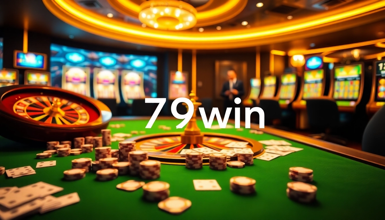 Engaging scene of online casino gaming at 79win, highlighting roulette and poker action.