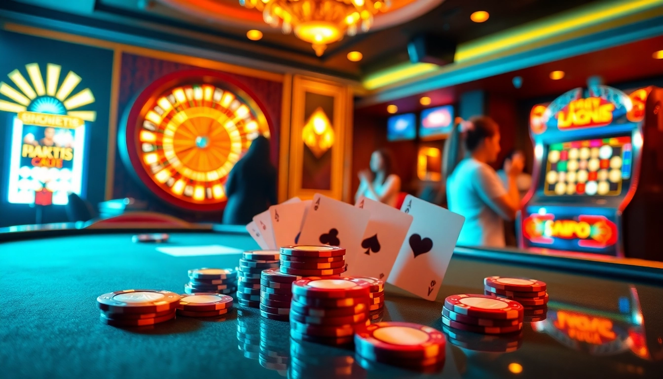 Experience thrilling gambling action at https://f168.me/ with vibrant casino tables and excited players.