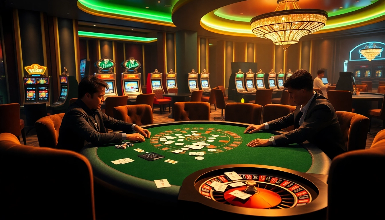 B52 poker table featuring high-stakes gameplay with professional players in a luxurious casino setting