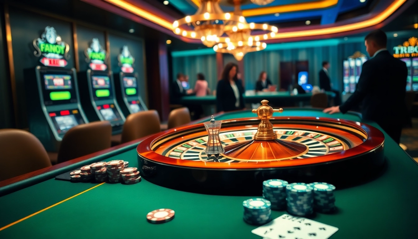 Players enjoying an exciting game at TR88 casino with vibrant poker chips and roulette wheel
