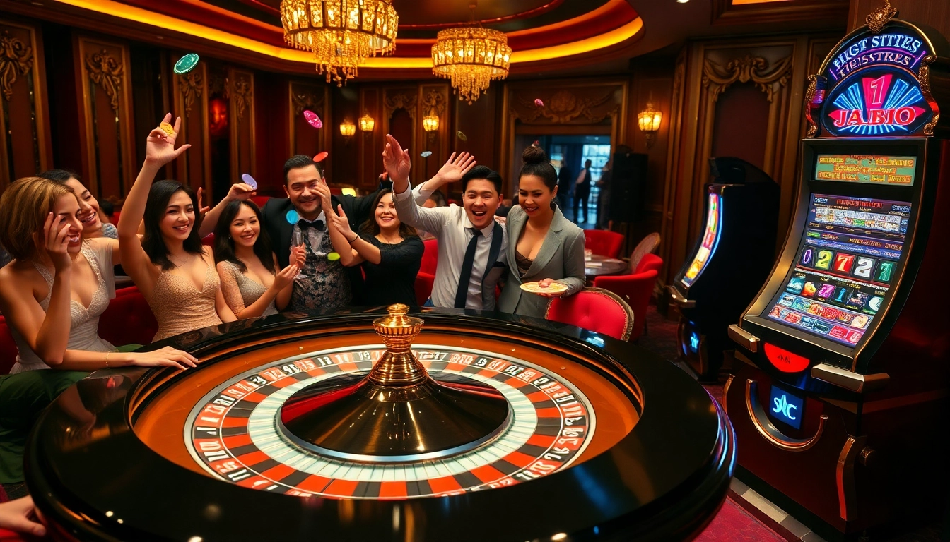 Play JBO at a roulette table amidst an exciting luxury casino atmosphere.