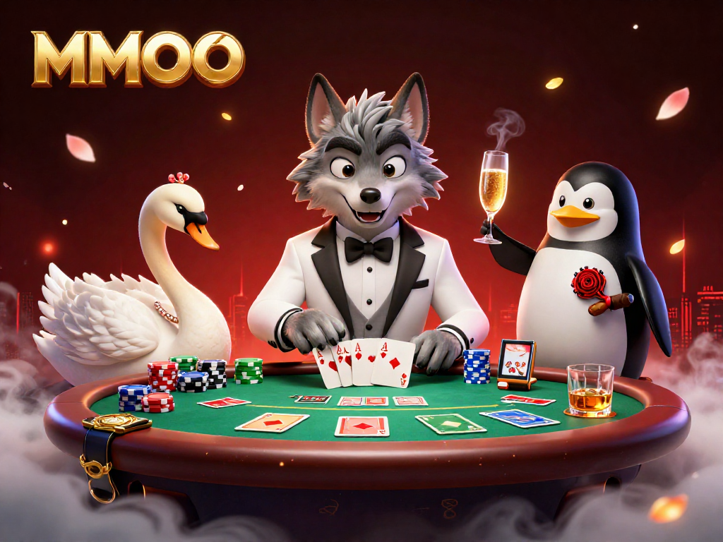 MMOO showcases an exciting baccarat scene with characters and vibrant casino elements