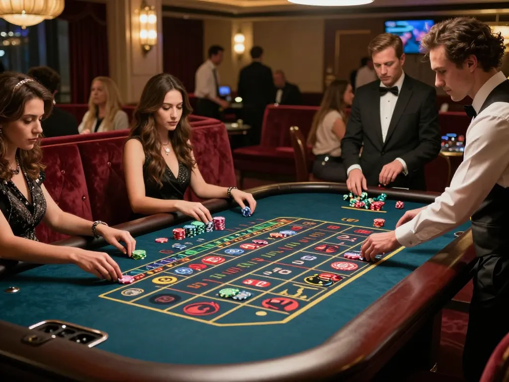 Players engaging in an exciting roulette game at BL555 casino, capturing the dynamic essence of gambling.