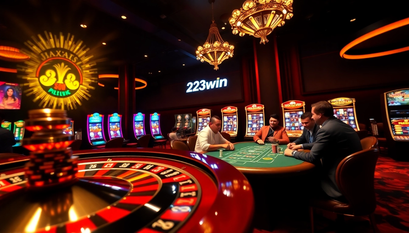 Experience the thrill of gambling with 23win com as players engage at a vibrant casino.