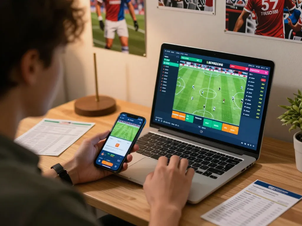 Engage with bgd33 online sports betting, showcasing live odds and a player immersed in action