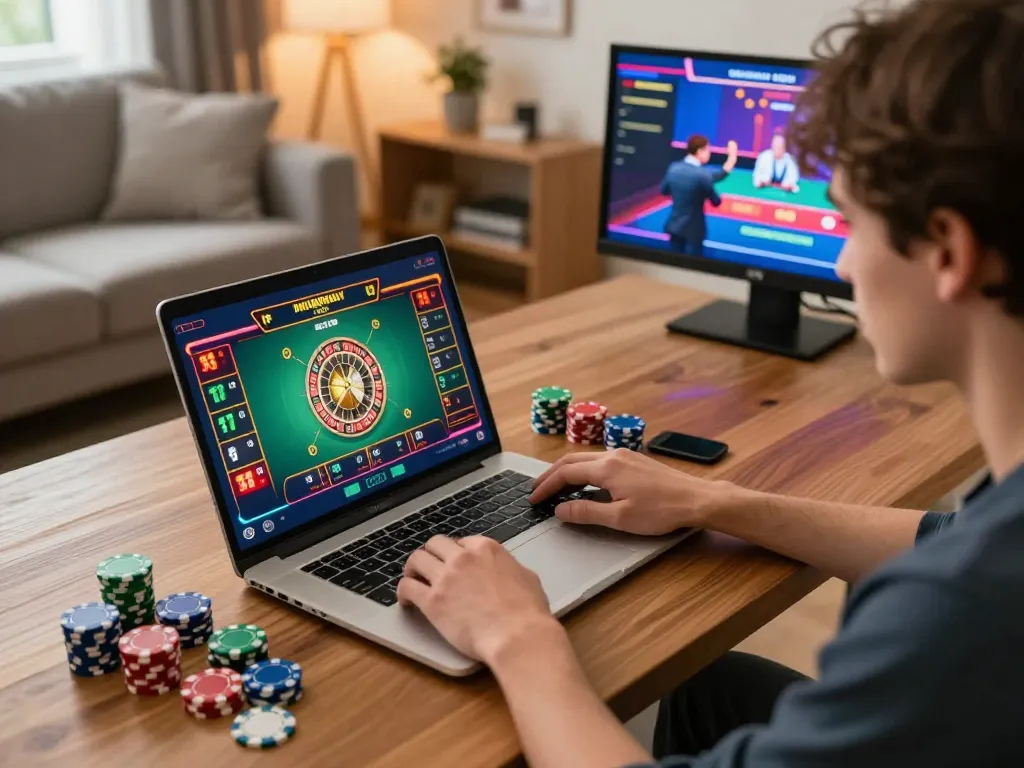 Engaging in online roulette gaming at nhà cái xibet, with vibrant graphics and strategic betting options visible.