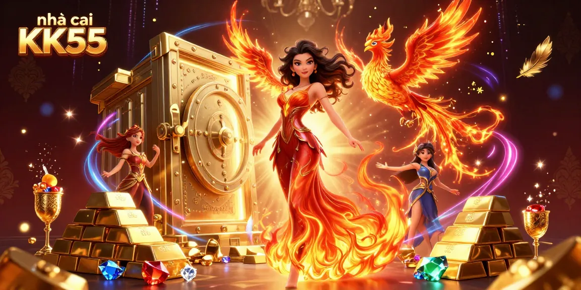 Experience excitement at nhà cái KK55 with this vibrant casino-themed digital illustration.