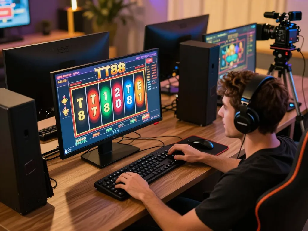 Experience the excitement of TT88 slots with a player engaged in immersive online gaming.