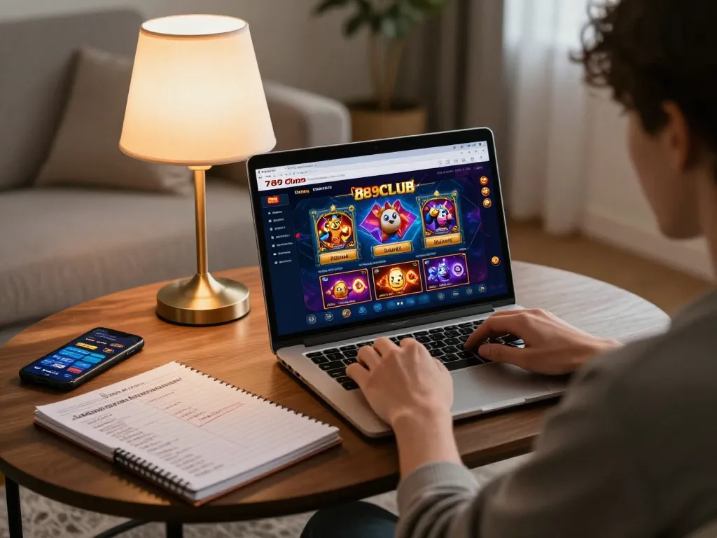 Engaging with the 789club online casino interface for strategic gameplay at home.