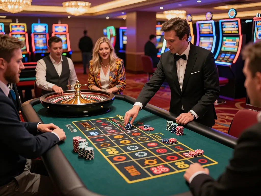 Players placing bets at the roulette table in an upscale casino, cm88 game atmosphere
