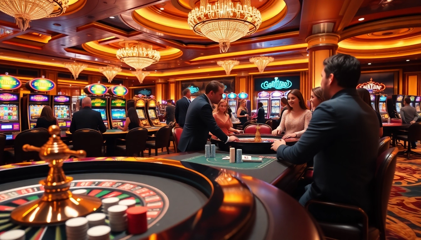 Excited players enjoying table games and slots at 789F casino, showcasing vibrant activity.