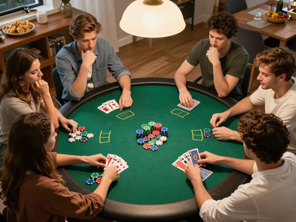 Players engaging in a friendly poker game, showcasing strategy and excitement at DH88.