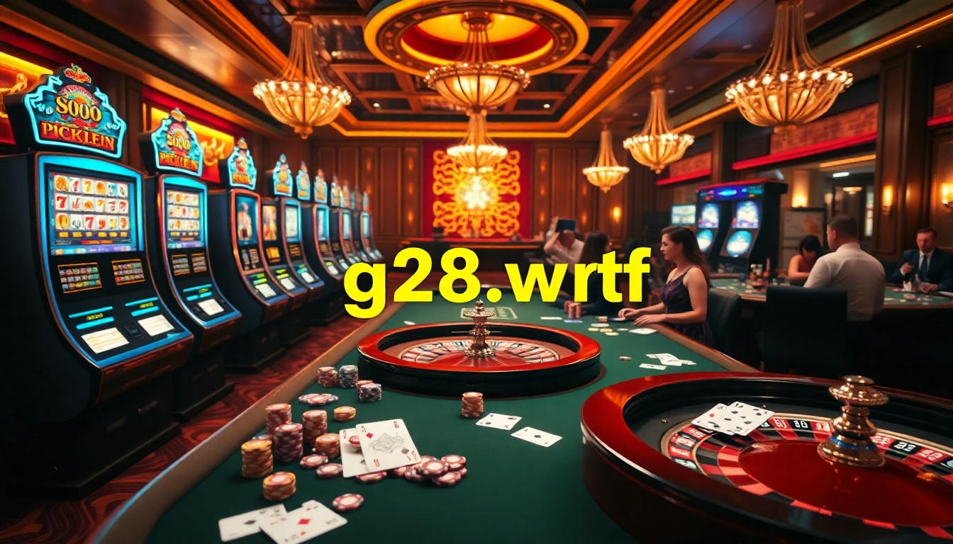Players immersed in gameplay at a luxury casino scene featuring the online platform https://g28.wtf/, showcasing excitement and strategy.