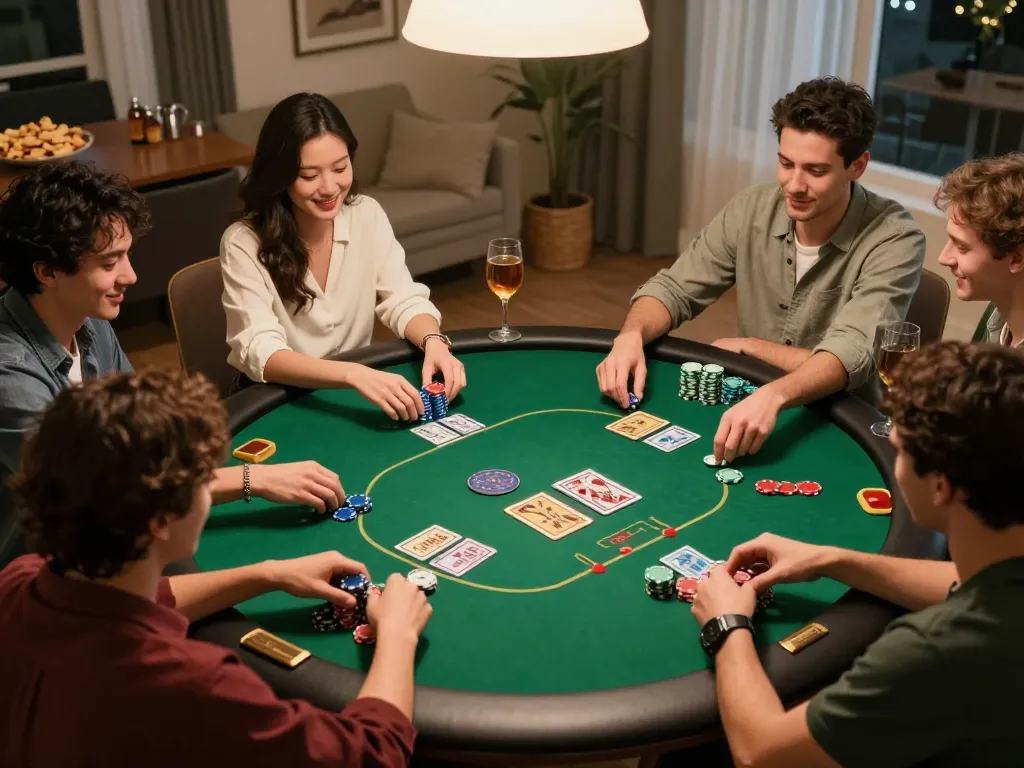 Enjoying a friendly poker game at home while engaging with https://sin88.expert/ strategies for better odds.