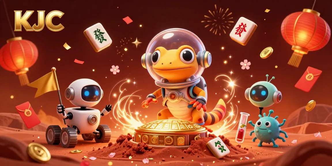 KJC showcases the Martian gecko discovering a golden casino with vibrant gaming elements.