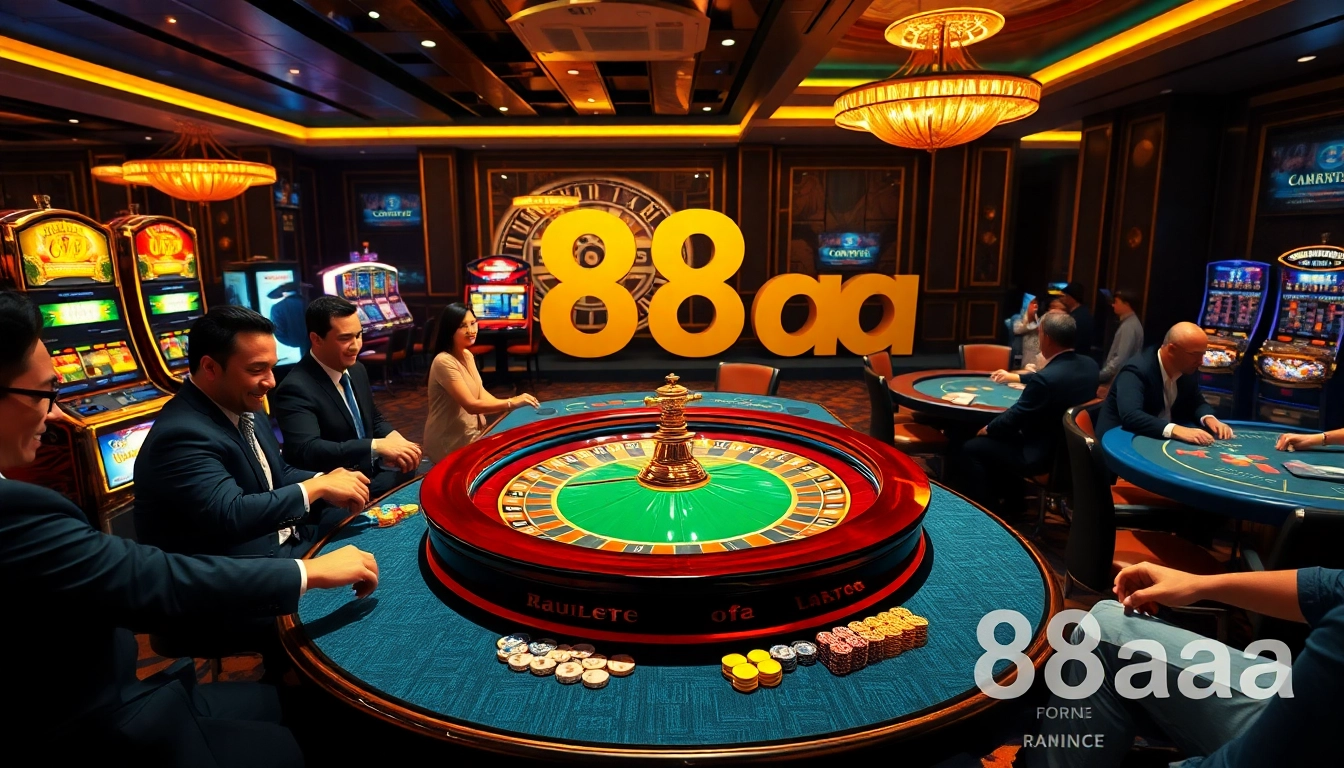 Players engaging in thrilling roulette action at 88aa's upscale casino environment.
