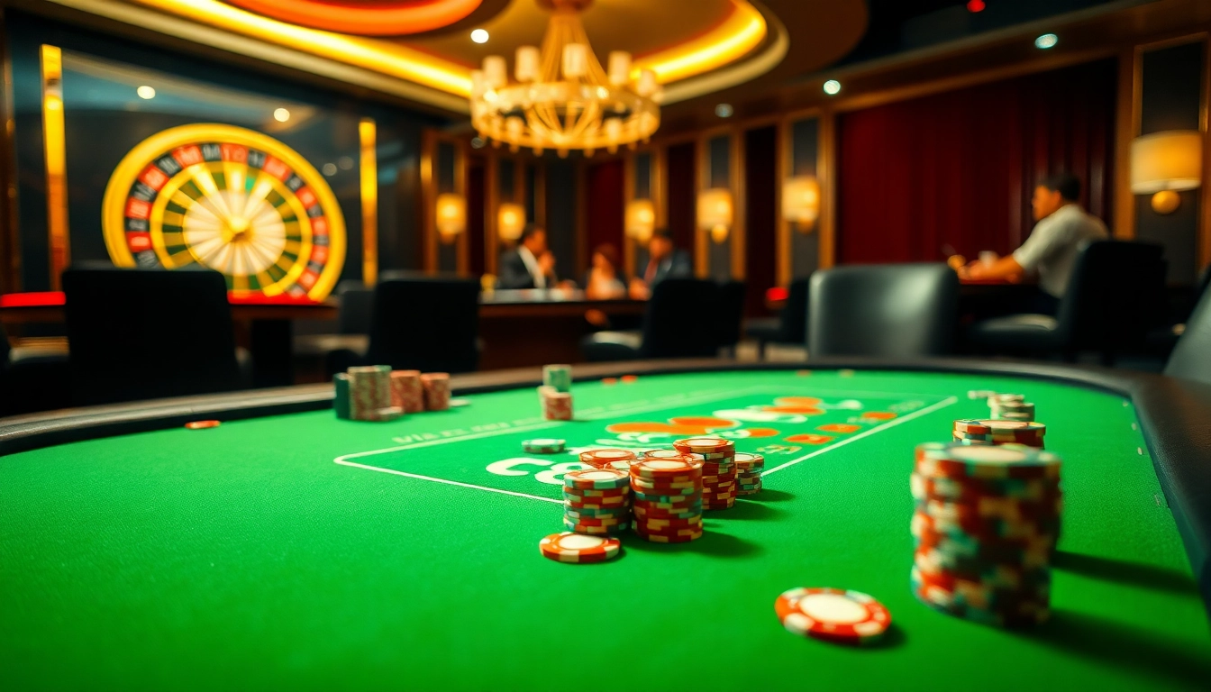 Experience the thrill of tt88 with an exciting poker game featuring vibrant chips and cards.