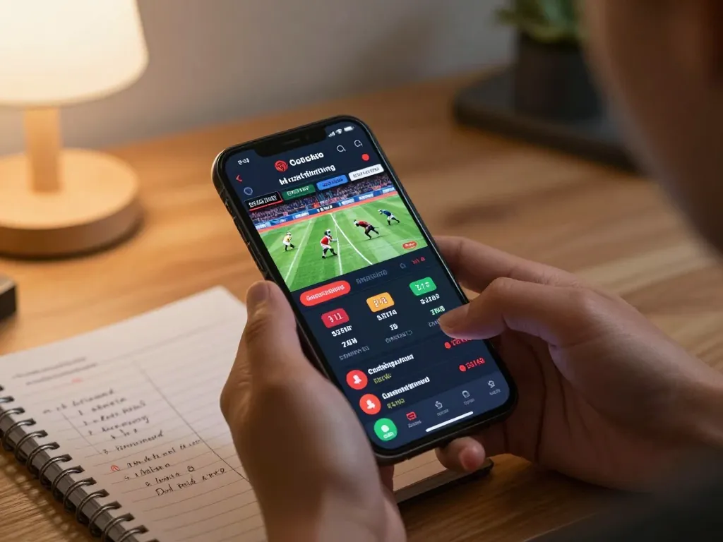 Live betting on dagago through a smartphone displaying real-time odds during an exciting event at home.
