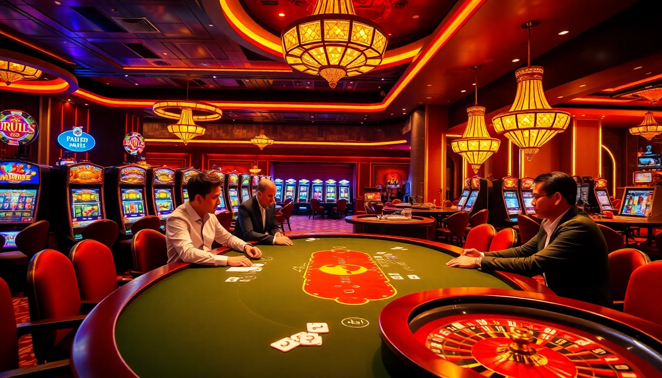 A dynamic gaming scene at https://mmoo.de.com/ showcasing professional players at a poker table in a luxurious casino.