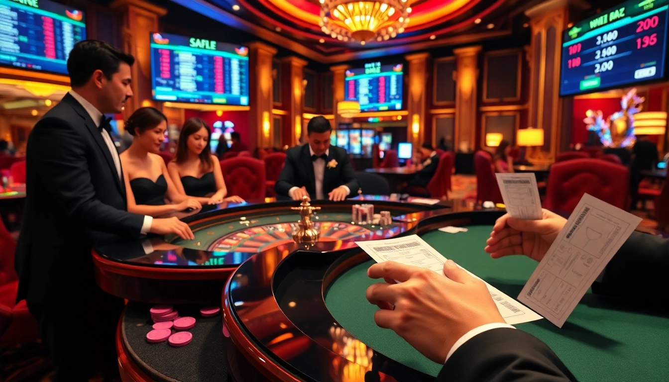 Engaging kèo nhà cái display with gamblers excitedly placing bets at a luxurious casino table.