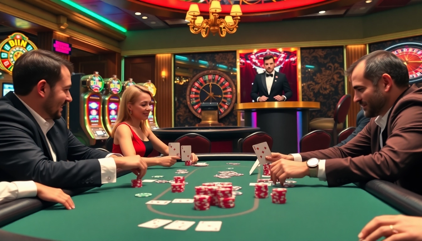 Players at a poker table showcase strategies in the exhilarating world of XX88 gambling.