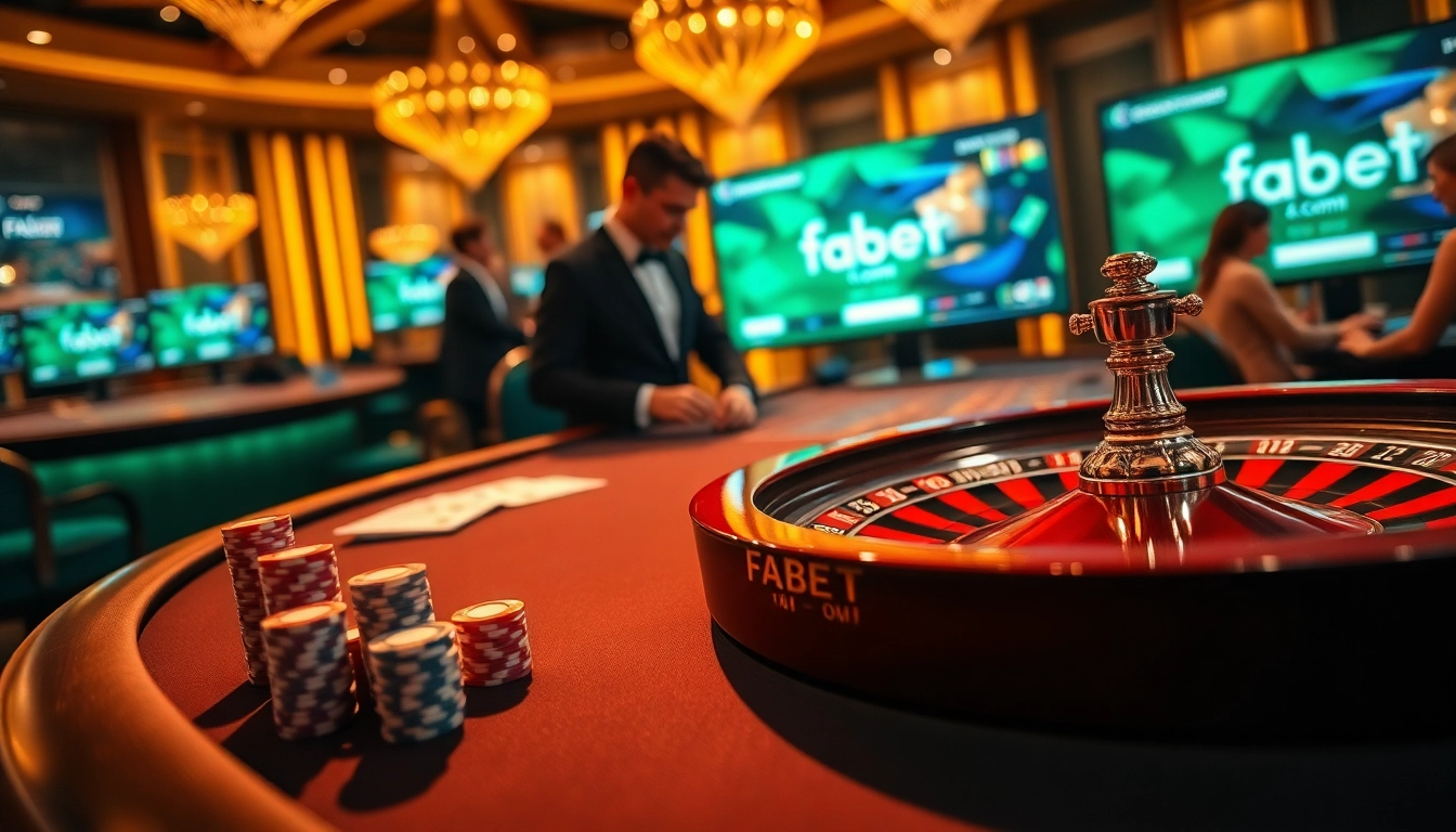 Engage with the thrilling atmosphere of fabet3.com at a luxurious casino gaming table.