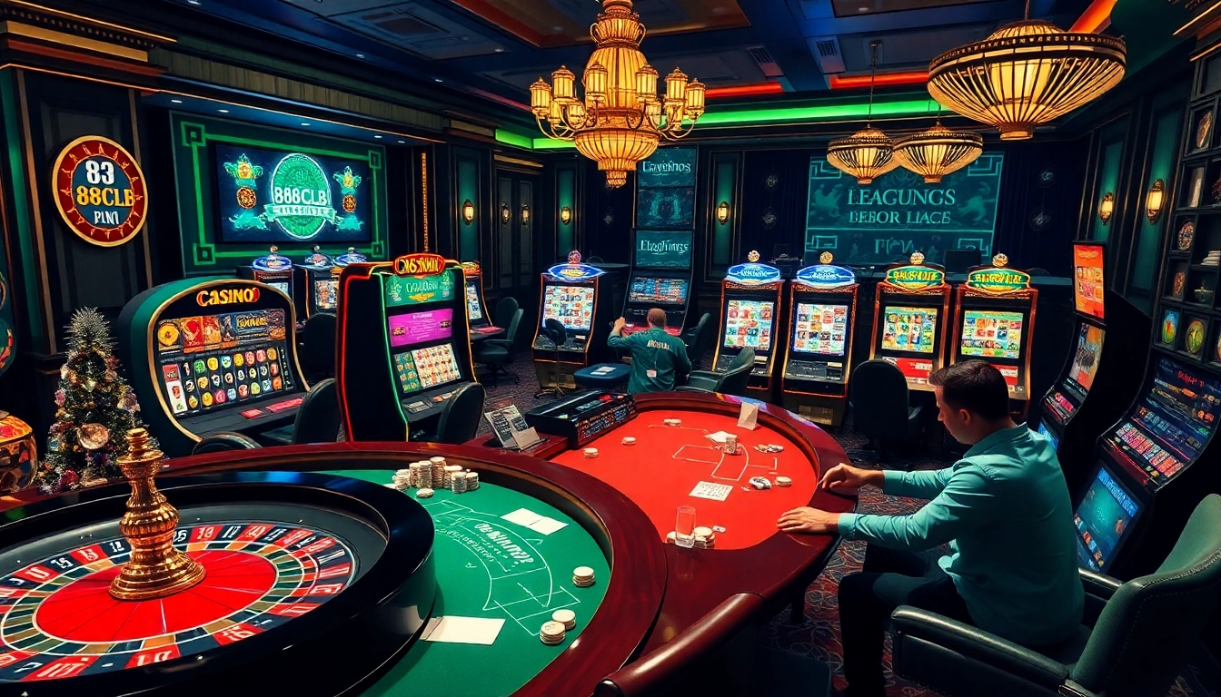 Experience thrilling gameplay at Nhà cái 88clb with exciting casino tables and vibrant slot machines.